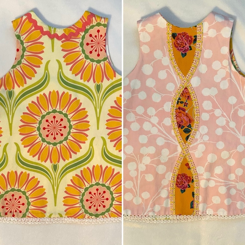 Little Girl Pearl Handmade Reversible Toddler Dress 3T Button Back Retro Print